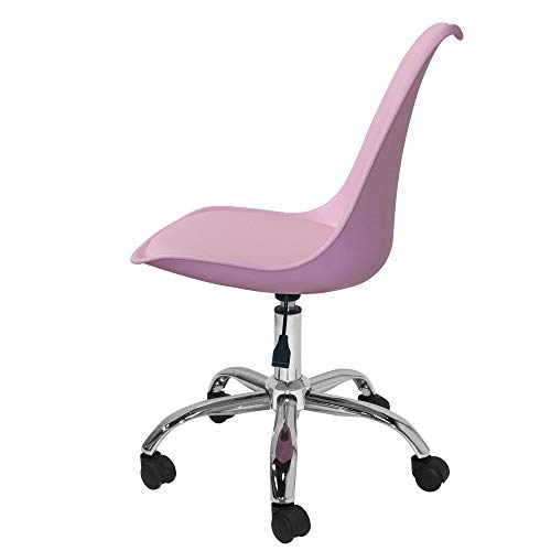 TIENDA EURASIA® Silla Moderna de Escritorio - Asiento de Polipropileno y Cojín Acolchado - Elevación Hidráulica (Rosa)