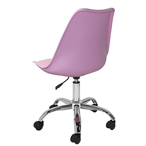 TIENDA EURASIA® Silla Moderna de Escritorio - Asiento de Polipropileno y Cojín Acolchado - Elevación Hidráulica (Rosa)