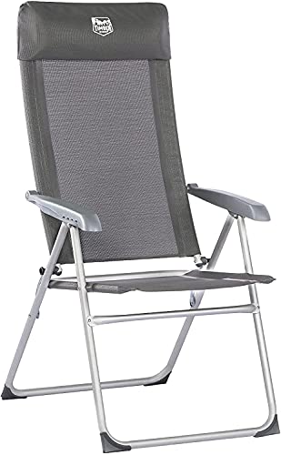 Timber Ridge Silla Plegable Acampada Jardín, Tumbona de Aluminio y 6 Posiciones Ajustables, Respalda Alta para Oficina Comedor Acampada, Gris