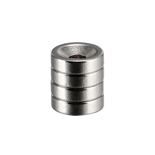 tinxi® 10 x Imanes circulares 10x3mm imán anillo con agujero de 3mm redondos imanes