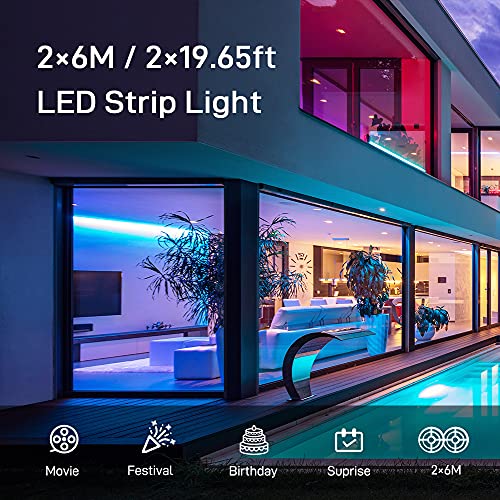 Tira LED 12M, COOLAPA RGB Luces LED, Sync con Música, Tiras LED RGB 5050 12V, Control Remoto IR de 40 Teclas para Decoración de Casa, Jardín, Fiesta, Techo, Hogar, Navidad(12M)