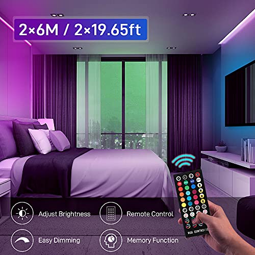 Tira LED 12M, COOLAPA RGB Luces LED, Sync con Música, Tiras LED RGB 5050 12V, Control Remoto IR de 40 Teclas para Decoración de Casa, Jardín, Fiesta, Techo, Hogar, Navidad(12M)