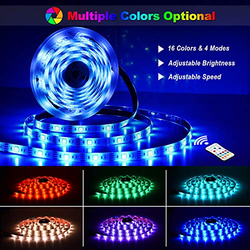 Tiras LED 6M ,Hoteril Tira LED RGB USB Impermeable con Control Remoto, 4 Modos de Brillo y 16 Colores, Tira LED Regulable para Habitacion, Hogar, Cocina, Bar, Fiesta, Boda, Restaurante (2 * 3M)