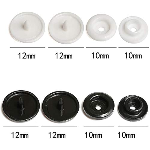 TOAOB 240 Set 12 mm Botones Redondos de Blanco y Negro T5 Plástico Botón de Presión para Ropa DIY y Manualidades DIY Coser Artesanía