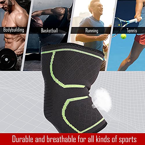 TOFBS Paquete de 2 coderas para hombres y mujeres, coderas para levantamiento de pesas, tenis, golfistas, culturismo, deportes, tendinitis, recuperación de lesiones en las articulaciones(verde,M)