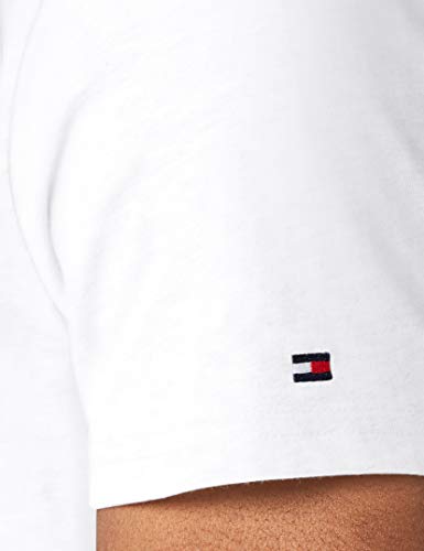 Tommy Hilfiger Logo Camiseta de Cuello Redondo,Perfecta para El Tiempo Libre, Blanco (White), XL para Hombre