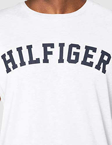 Tommy Hilfiger Logo Camiseta de Cuello Redondo,Perfecta para El Tiempo Libre, Blanco (White), XL para Hombre