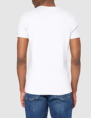 Tommy Hilfiger Logo Camiseta de Cuello Redondo,Perfecta para El Tiempo Libre, Blanco (White), XL para Hombre