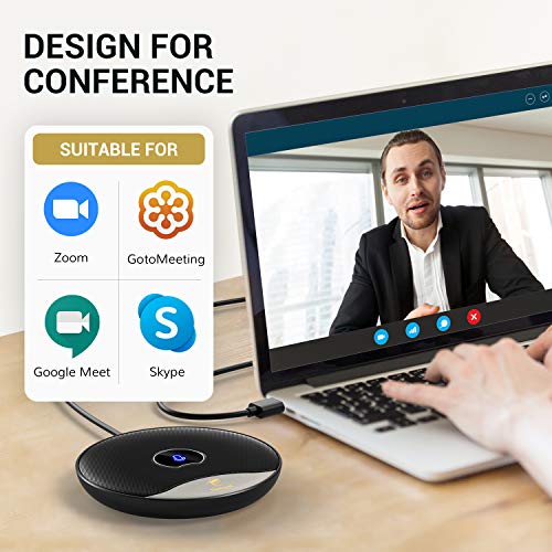 TONOR Micrófono USB para Conferencias, Micrófono de Condensador Omnidireccional para PC con Botón de Silencio para Reuniones/Clases en Línea, Llamadas Zoom, Skype, Conectar y Listo (TM20)