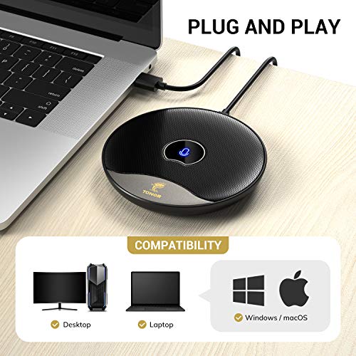 TONOR Micrófono USB para Conferencias, Micrófono de Condensador Omnidireccional para PC con Botón de Silencio para Reuniones/Clases en Línea, Llamadas Zoom, Skype, Conectar y Listo (TM20)