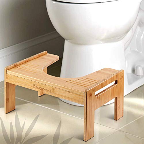 Top Life Taburete Fisiológico De Bambú para Baño - Reposapiés De Madera para Inodoro - Reposapiés O Sentadillas De Altura Ajustable - contra El Estreñimiento - Recomendado por Los Médicos