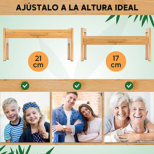 Top Life Taburete Fisiológico De Bambú para Baño - Reposapiés De Madera para Inodoro - Reposapiés O Sentadillas De Altura Ajustable - contra El Estreñimiento - Recomendado por Los Médicos