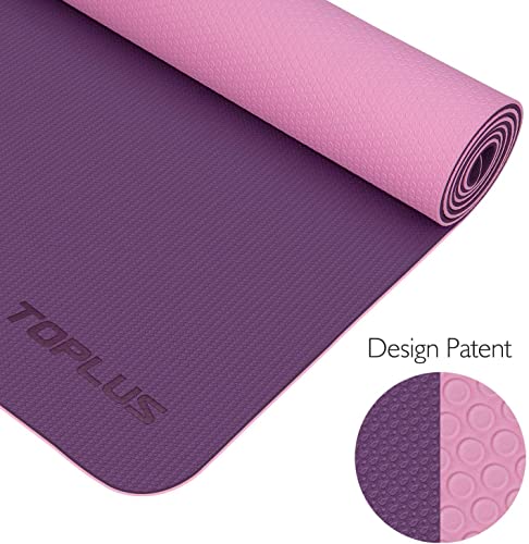 TOPLUS Esterilla Yoga Antideslizante Nivel Profesional Alfombrilla de Yoga Esterilla Pilates Esterilla Deporte- con Correa de Hombro 183cm x 61cm (Violeta)