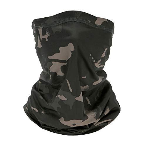 TOWNCAT Bandana para la Cabeza, pasamontañas de protección Solar Multifuncional contra Rayos UV, Gorro elástico, redecilla Transpirable, para Acampar, Correr, Motociclismo (Camuflaje negro)