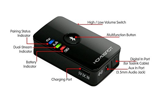 Transmisor de audio de Home Spot® dual HD Bluetooth con función Auto-Reconnect y aptX, entrada óptica digital Dual Bluetooth Transmitter (S/Pdif Optischer Eingang - Digital)