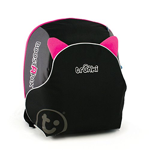 Trunki BoostApak - Mochila de viaje, Asiento alzador de viaje portátil y silla coche grupo 2 3 (Rosa)