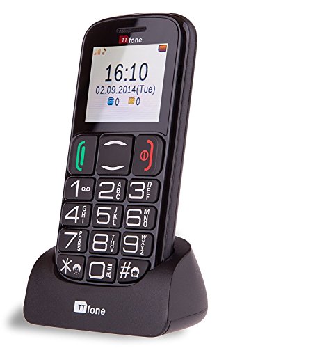 TTfone Mercury 2 TT200 - Teléfono móvil Libre (básico para Mayores, con Botones Grandes, con Base de Carga) Color Negro