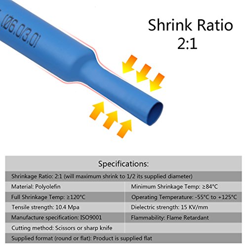 Tubo Termorretráctil 750 Piezas,Preciva 2: 1 Poliolefina Tubo Termoretráctil Envoltura de Alambre 5 Color 12 Tamaño para Protección el cable,Prevenir la corrosión del metal etc