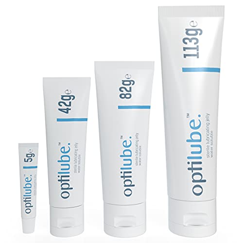 Tubos OptiLube: Gelatina Lubricante Estéril en Tubos de 5g, 42g, 82g y 113g, Solubles en Agua con Tapa Fácil de Usar (Tubo 42g - Caja de 1)