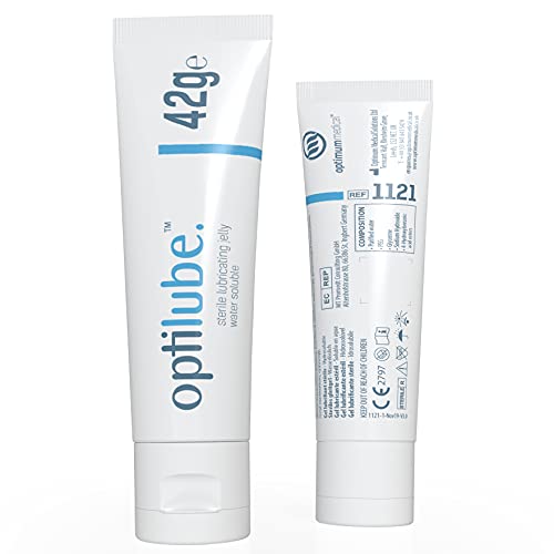 Tubos OptiLube: Gelatina Lubricante Estéril en Tubos de 5g, 42g, 82g y 113g, Solubles en Agua con Tapa Fácil de Usar (Tubo 42g - Caja de 1)