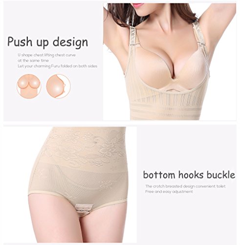 Tuopuda Body Faja Reductora Mujer Abdomen con Gancho,cómodo y Ligero Corsé Faja para presumir de Buena Figura sin Costuras (XL (Waist 23.8-28.9 Inch), Beige)