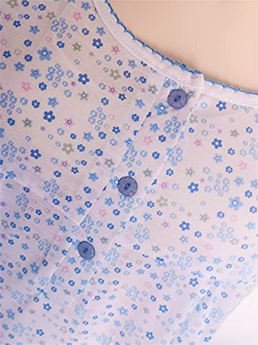 Two Bubbles Camisón de Señora para Mujer Cómodo sin Manga Tejido Suave Diseño Ancho También Tallas Grandes (Azul, M)