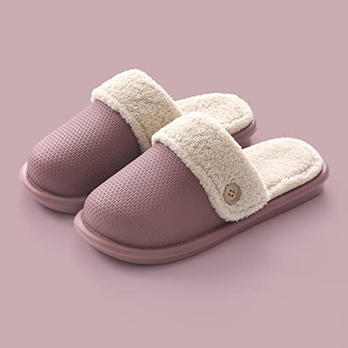 Tyfiner Mujeres Zapatillas Casa Hombres Pantuflas Forro Pelusa Caliente Zapatos de jardín Impermeable Slippers Interior y Exterior,Púrpura,38/39 EU