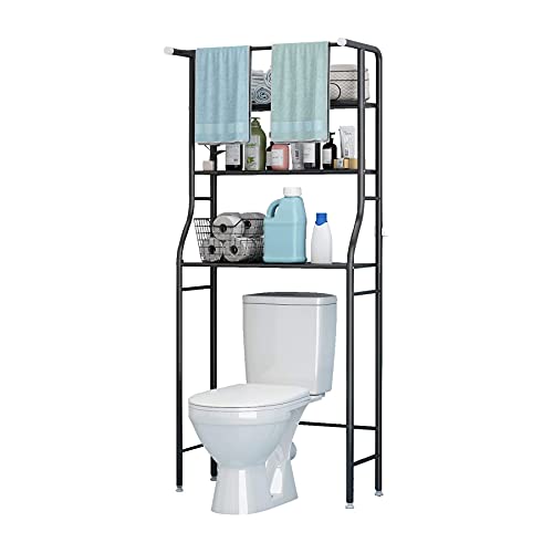 UDEAR Ahorro de Espacio en el baño, Estante Superior para Lavadora,3 estantes de baño con Soporte de Esquina,con Barra para Colgar, Estante para baño，Negro