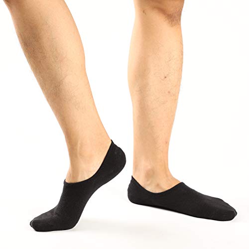 Ueither Calcetines Invisibles Mujer De Algodón Calcetines Cortos Elástco Con Silicona Antideslizante (36-43, Negro (3 Pares))