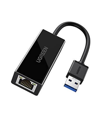 UGREEN Adaptador de Red USB 3.0 a Gigabit Ethernet, Adaptador USB a Ethernet RJ45 a USB Tarjeta de Red 1000Mbps para Consola de Switch, Xiaomi Mi Box S/ 3/ 2, Macbook, Surface Pro, Raspberry Pi 4-Negro