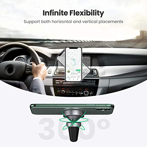 UGREEN Soporte Móvil Coche Magnetico, Soporte Movil Coche Iman Car Phone Holder Magnetic para Rejilla 360° Rotación Iman Potente para iPhone 13 12 Pro MAX, Galaxy S21, Xiaomi Redmi Note 10 Pro/9 Pro