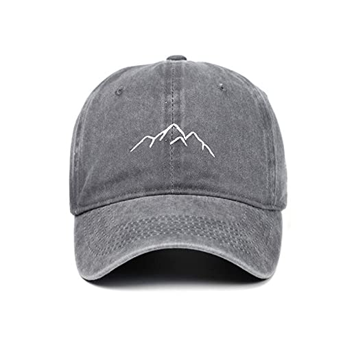 UKKD Gorra de béisbol Lavado Mountain Hat Hombre Hombres Gorra Deportes Al Aire Libre Retro Béisbol Gorra Hip Hop Bordado Cordillera De Montaña Snapback Hat-Wine Red,Adult Size