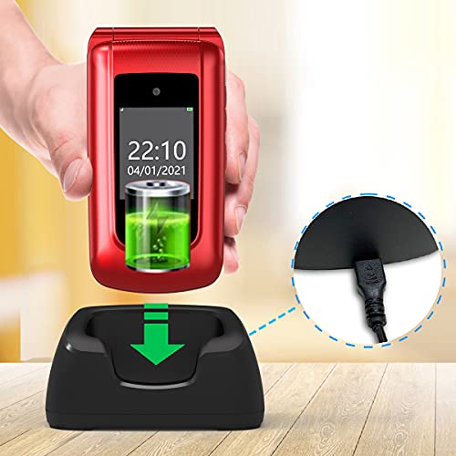 Uleway Teléfono Móvil con Tapa para Mayores ácil de Usar Telefonos Basicos con Teclas Grandes para Ancianos con SOS Botón, Bluetooth, MP3 Player, Cámara (con 1 * 1000 mAh Batería)