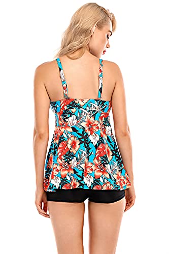 UMIPUBO Conjunto de Bikini para Mujer Traje de Baño en Dos Piezas Tankini Vest + Short de Baño Traje Conjunto de Bañador Swimsuit Ropa de Playa (A, M)