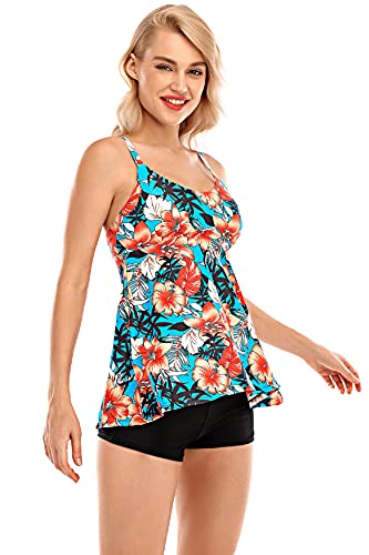 UMIPUBO Conjunto de Bikini para Mujer Traje de Baño en Dos Piezas Tankini Vest + Short de Baño Traje Conjunto de Bañador Swimsuit Ropa de Playa (A, M)