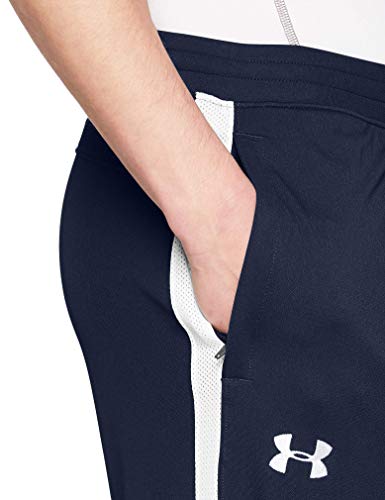 Under Armour Sportstyle Pique Pantalón deportivo para hombre, pantalón largo transpirable, pantalones con bolsillos cómodos y ajustados, Academy/White (408), LG