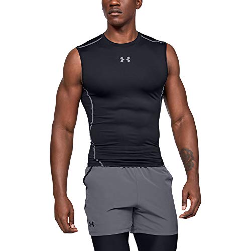 Under Armour UA HeatGear ARMOUR Sleeveless, Camiseta Sin Mangas Hombre, Negro (Black/Steel 001), M