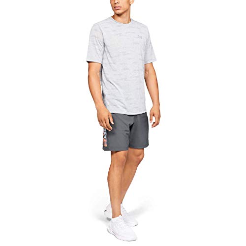 Under Armour Woven Graphic Wordmark, pantalón corto hombre, Gris (Pitch Gray / Orange Glitch) , M