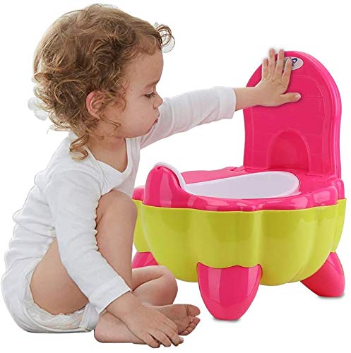 UNHO Orinal para Niños Inodoro Portátil para Bebé Orinal de Entrenamiento para Niños con Respaldo Ergonómico y Base Antideslizante Forma de Calabaza Color Rojo