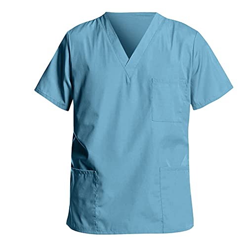 Uniforme Sanitario Hombre Ropa Trabajo Pijama Casaca Cuello en V, Enfermera Estetica Peluqueria Veterinaria Hospital Limpieza y Empleado Hogar para SPA, Enfermeras, Estudiantes y Enfermería