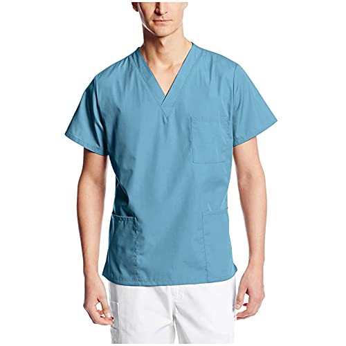 Uniforme Sanitario Hombre Ropa Trabajo Pijama Casaca Cuello en V, Enfermera Estetica Peluqueria Veterinaria Hospital Limpieza y Empleado Hogar para SPA, Enfermeras, Estudiantes y Enfermería