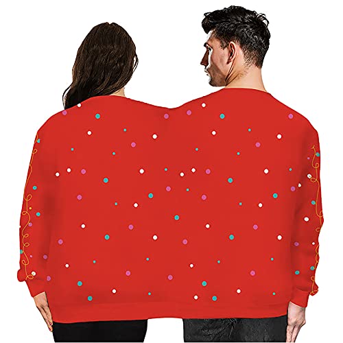 Uno-Pieza Parejas Pullover Cuello Redondo Manga Larga Novedad Sweatshirt,Suelto Navidad Suéter,Dos Personas Navidad Suéter-A One Size