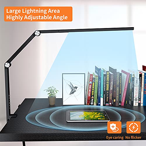 Uping Luz Escritorio Lámpara de Escritorio Led Plegable Flexo de Escritorio - Protección Ocular Brazo Giratorio Modo Control Táctil Función de Memoria Inteligente Para Oficina Lectura Estudios