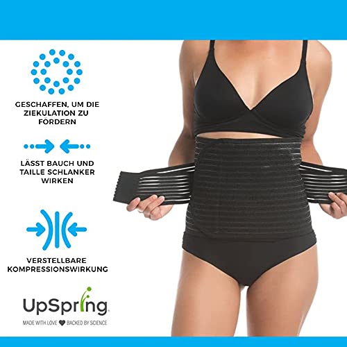 Upspring Shrinkx Belly - Faja abdominal de fibra de carbón de bambú, adelgazante y corsé para el soporte y el adelgazamiento post-parte, color negro, talla L/XL