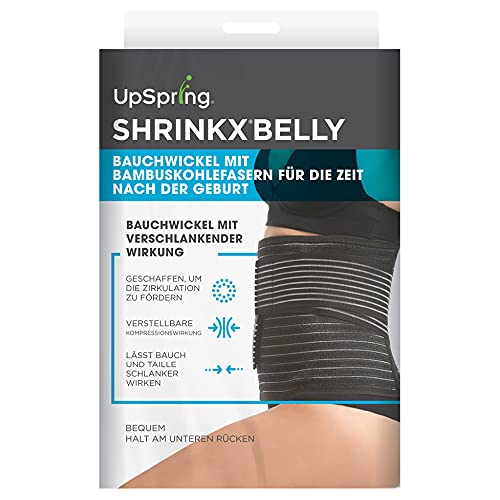 Upspring Shrinkx Belly - Faja abdominal de fibra de carbón de bambú, adelgazante y corsé para el soporte y el adelgazamiento post-parte, color negro, talla L/XL