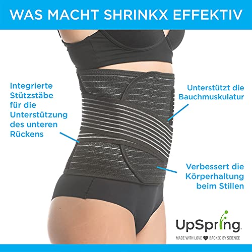 Upspring Shrinkx Belly - Faja abdominal de fibra de carbón de bambú, adelgazante y corsé para el soporte y el adelgazamiento post-parte, color negro, talla L/XL