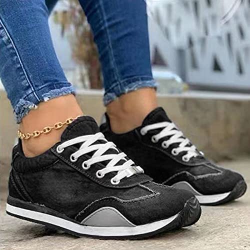 URIBAKY - Zapatillas de ocio al aire libre con cordones para mujer, elegantes, transpirables, suaves y cómodas, para exteriores, fitness, senderismo, Le Noir, 39 EU