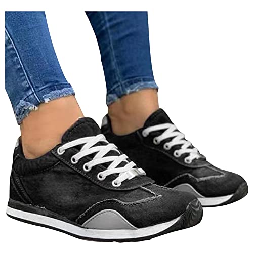 URIBAKY - Zapatillas de ocio al aire libre con cordones para mujer, elegantes, transpirables, suaves y cómodas, para exteriores, fitness, senderismo, Le Noir, 39 EU