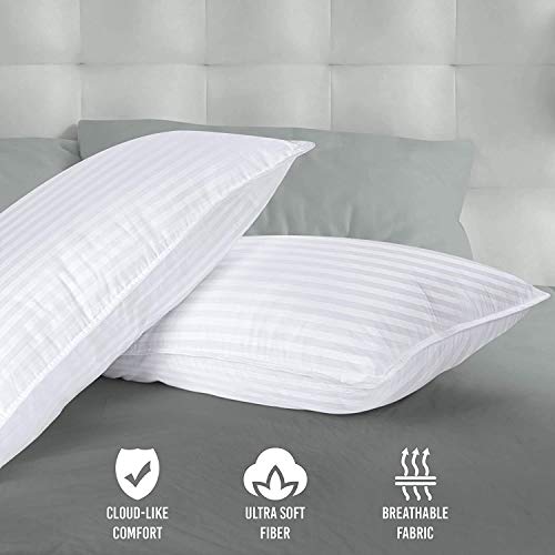 Utopia Bedding Almohadas (2 Unidades) - 50 x 70 cm Almohadas de Primera - Funda de Mezcla de Algodón - Fibra Hueca Virgen Siliconada - Almohadas Suave de Fácil Cuidado (Blanco)