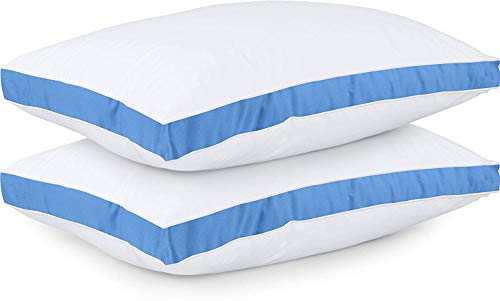 Utopia Bedding Almohadas 45 x 74 cm (2 Unidades) - Tejido de Mezcla de algodón con Relleno de poliéster 3D - Transpirable y Suave (Azul)